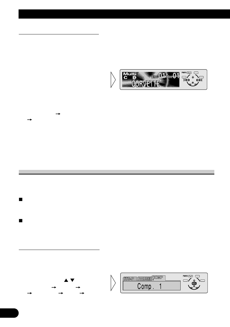 Visualización del título del disco, Compresión y dbe (comp), Conmutación comp/dbe on/off | Uso de reproductores de multi-cd | Pioneer MEH-P7300R User Manual | Page 108 / 140