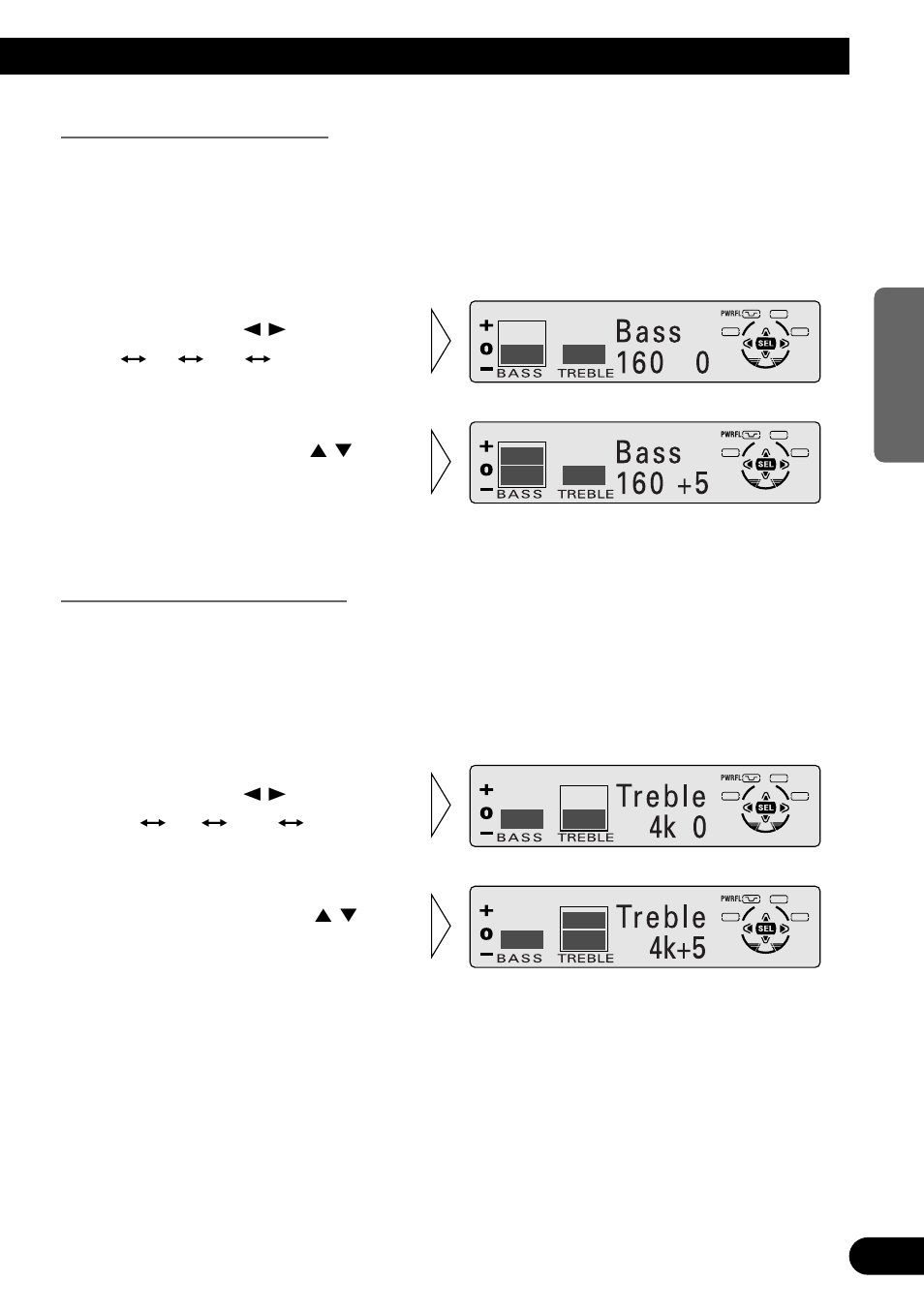 Ajuste de los graves (bass), Ajuste de los agudos (treble) | Pioneer MEH-P7300R User Manual | Page 115 / 140