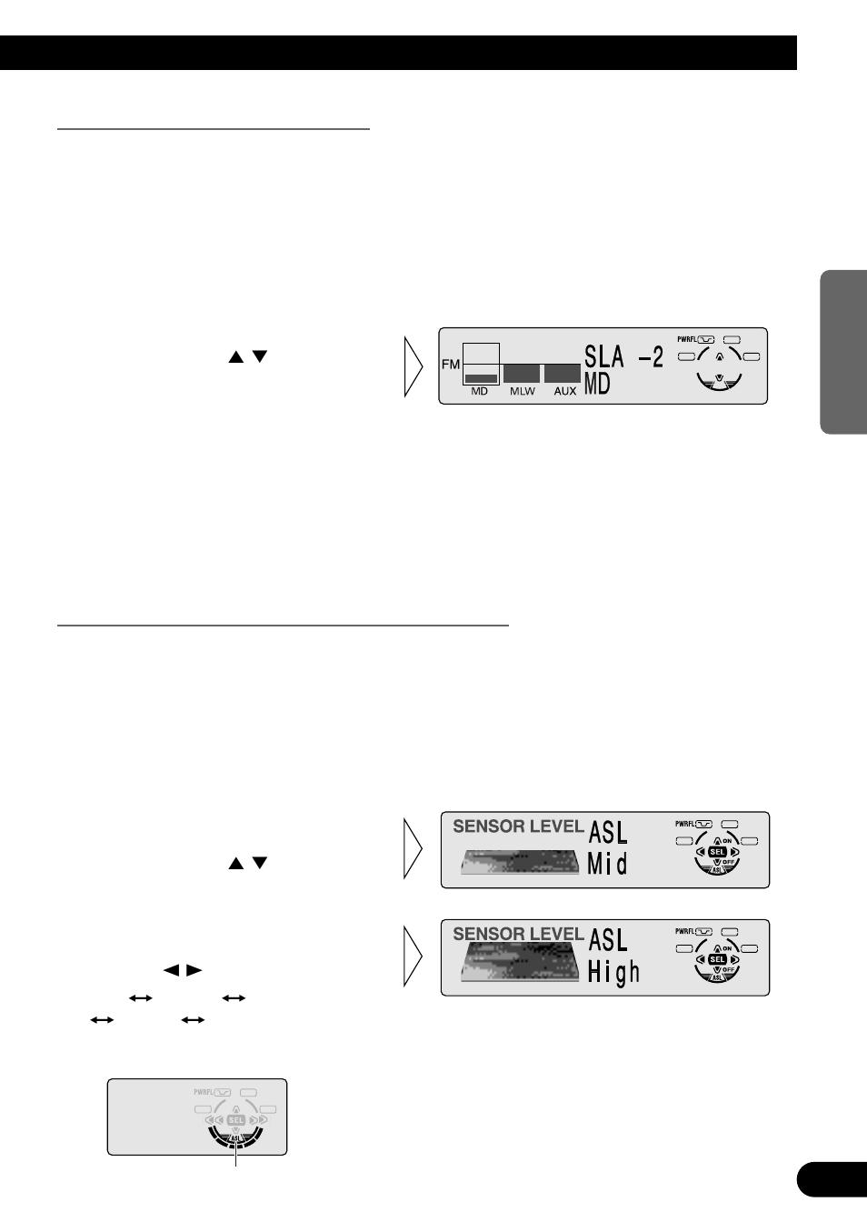 Ajuste del nivel de la fuente (sla), Función de nivelador de sonido automático (asl) | Pioneer MEH-P7300R User Manual | Page 119 / 140