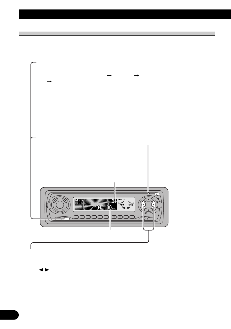 Basic operation of built-in md player, Switching the display, Scrolling the display | Open, Track search and fast forward/reverse, Basic operation, Track number indicator play time indicator open | Pioneer MEH-P7300R User Manual | Page 14 / 140