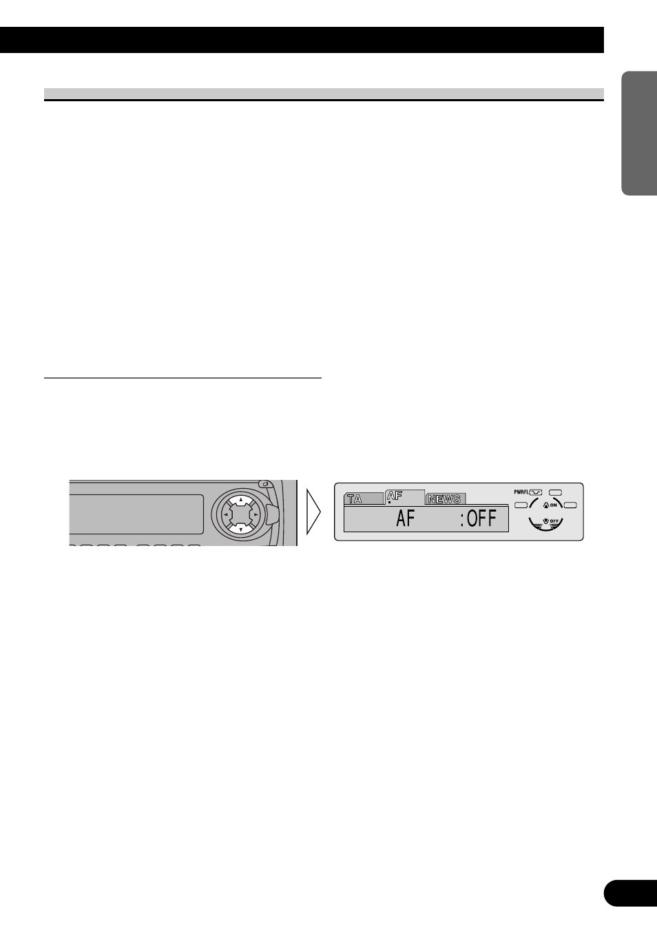 Af function (af), Activating/deactivating the af function, A title (english) | Pioneer MEH-P7300R User Manual | Page 23 / 140