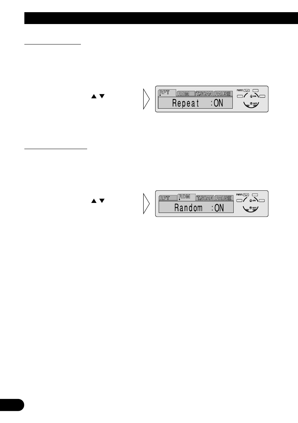 Using the built-in md player, Repeat play (rpt), Random play (rdm) | Pioneer MEH-P7300R User Manual | Page 32 / 140