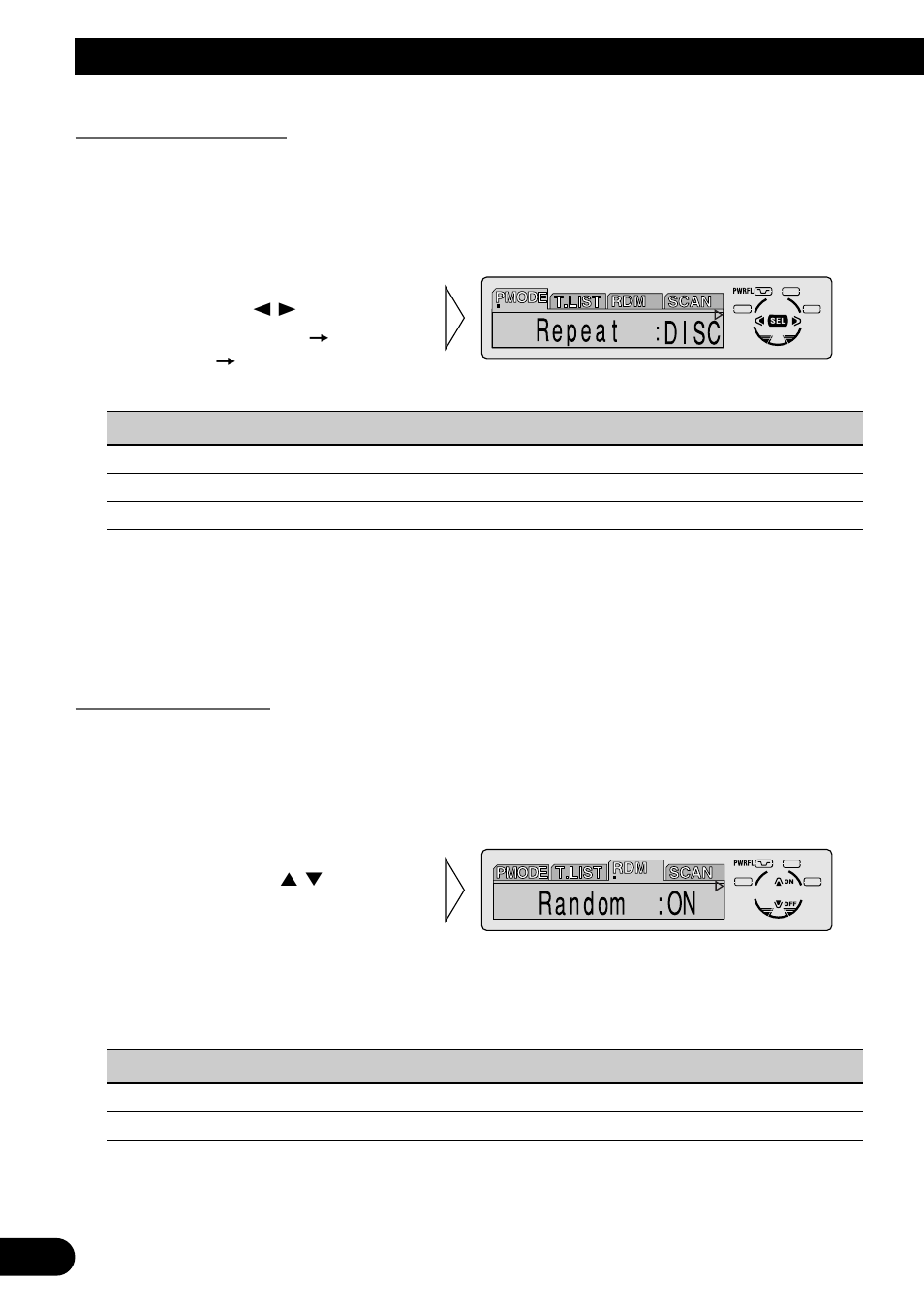 Using multi-cd players, Repeat play (pmode), Random play (rdm) | Pioneer MEH-P7300R User Manual | Page 34 / 140