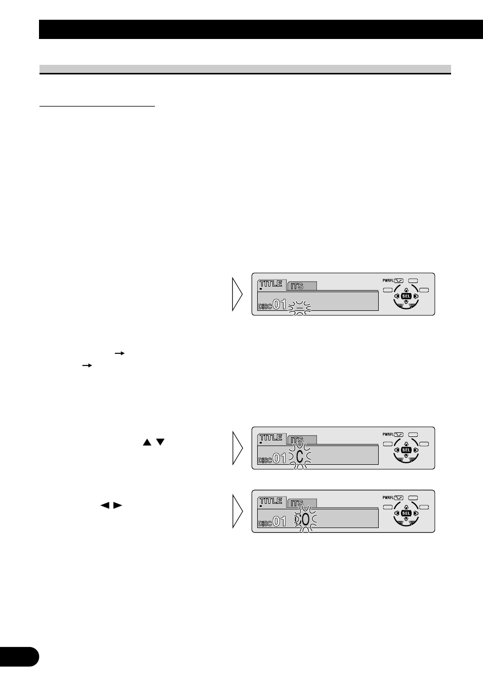 Disc title, Disc title input (title), A title (english) | Using multi-cd players | Pioneer MEH-P7300R User Manual | Page 38 / 140