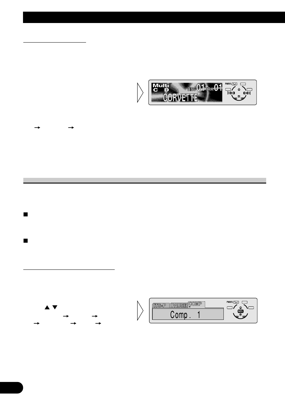 Displaying disc title, Compression and dbe (comp), Comp/dbe on/off switching | Using multi-cd players | Pioneer MEH-P7300R User Manual | Page 40 / 140