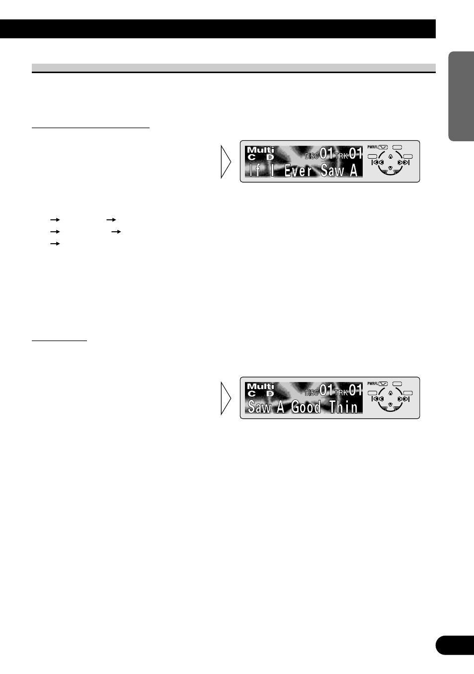 Cd text function (for cd text, Compatible type), Title display switching | Title scroll, A title (english), Cd text function (for cd text compatible type) | Pioneer MEH-P7300R User Manual | Page 41 / 140