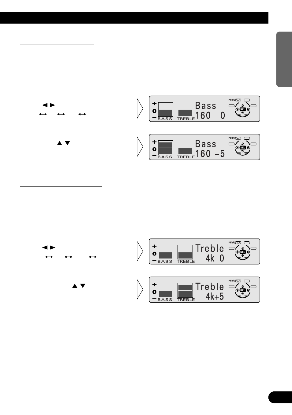 Bass adjustment (bass), Treble adjustment (treble) | Pioneer MEH-P7300R User Manual | Page 47 / 140