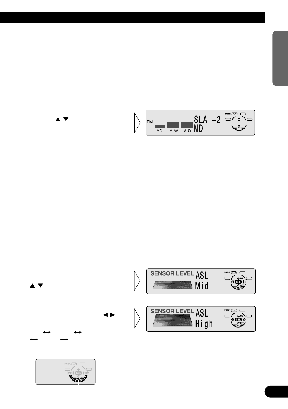 Source level adjustment (sla), Automatic sound levelizer (asl) function | Pioneer MEH-P7300R User Manual | Page 51 / 140
