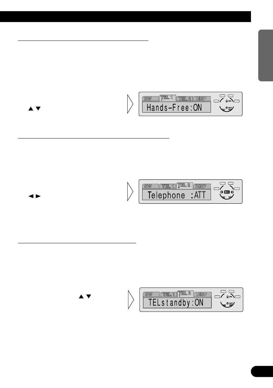Switching the handsfree telephoning (tel 1), Switching the telephone muting/attenuation (tel 2), Switching the telephone standby (tel 2) | Pioneer MEH-P7300R User Manual | Page 57 / 140