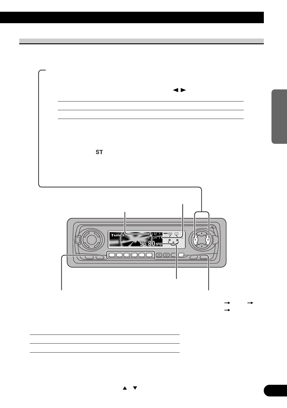 Operación básica del sintonizador, Sintonización de búsqueda y manual, Sintonización de emisoras preajustadas | Banda, Indicador de número preajustado indicador de banda | Pioneer MEH-P7300R User Manual | Page 81 / 140