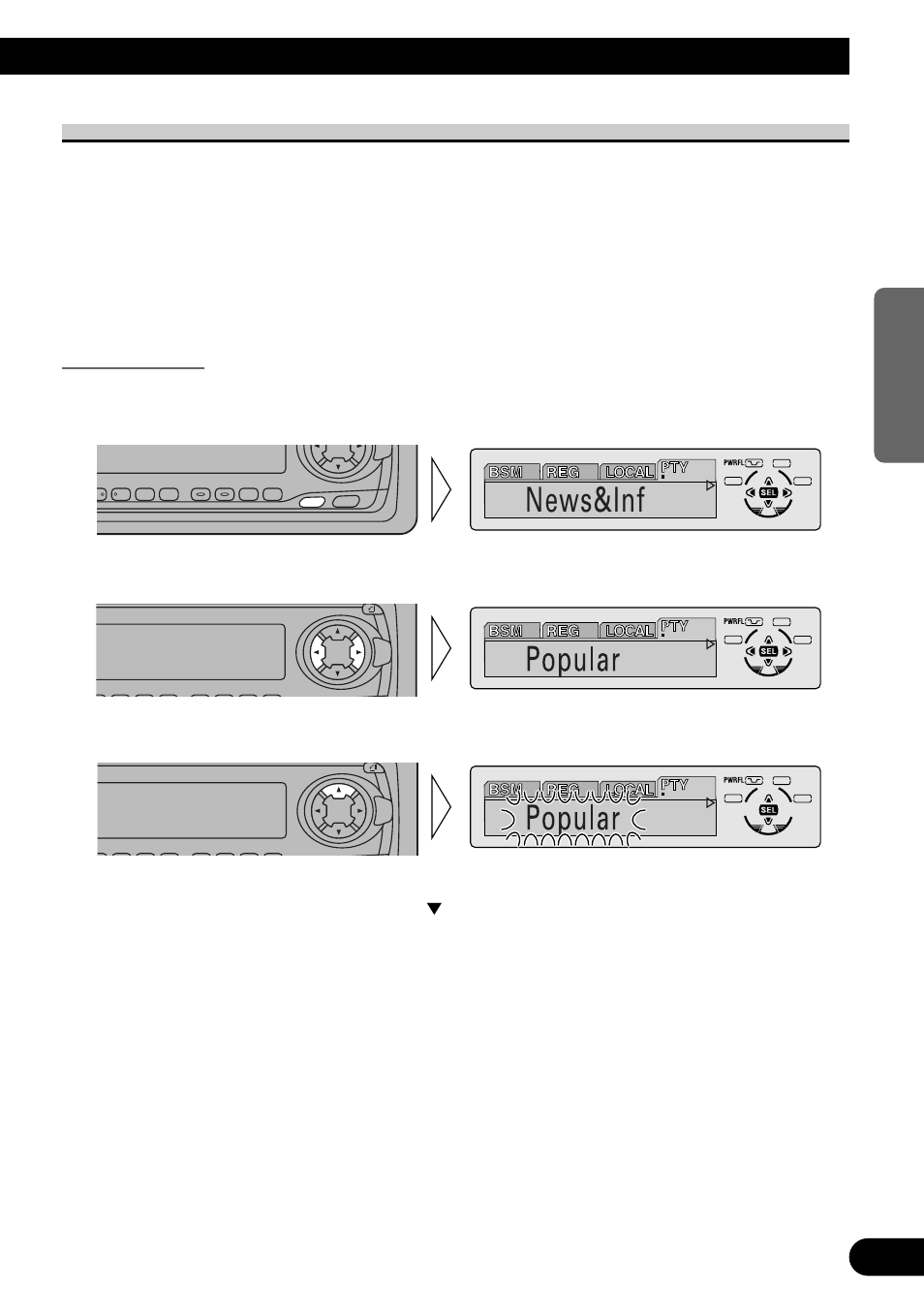 Función pty (pty), Búsqueda pty, News&inf | A title (english) | Pioneer MEH-P7300R User Manual | Page 95 / 140