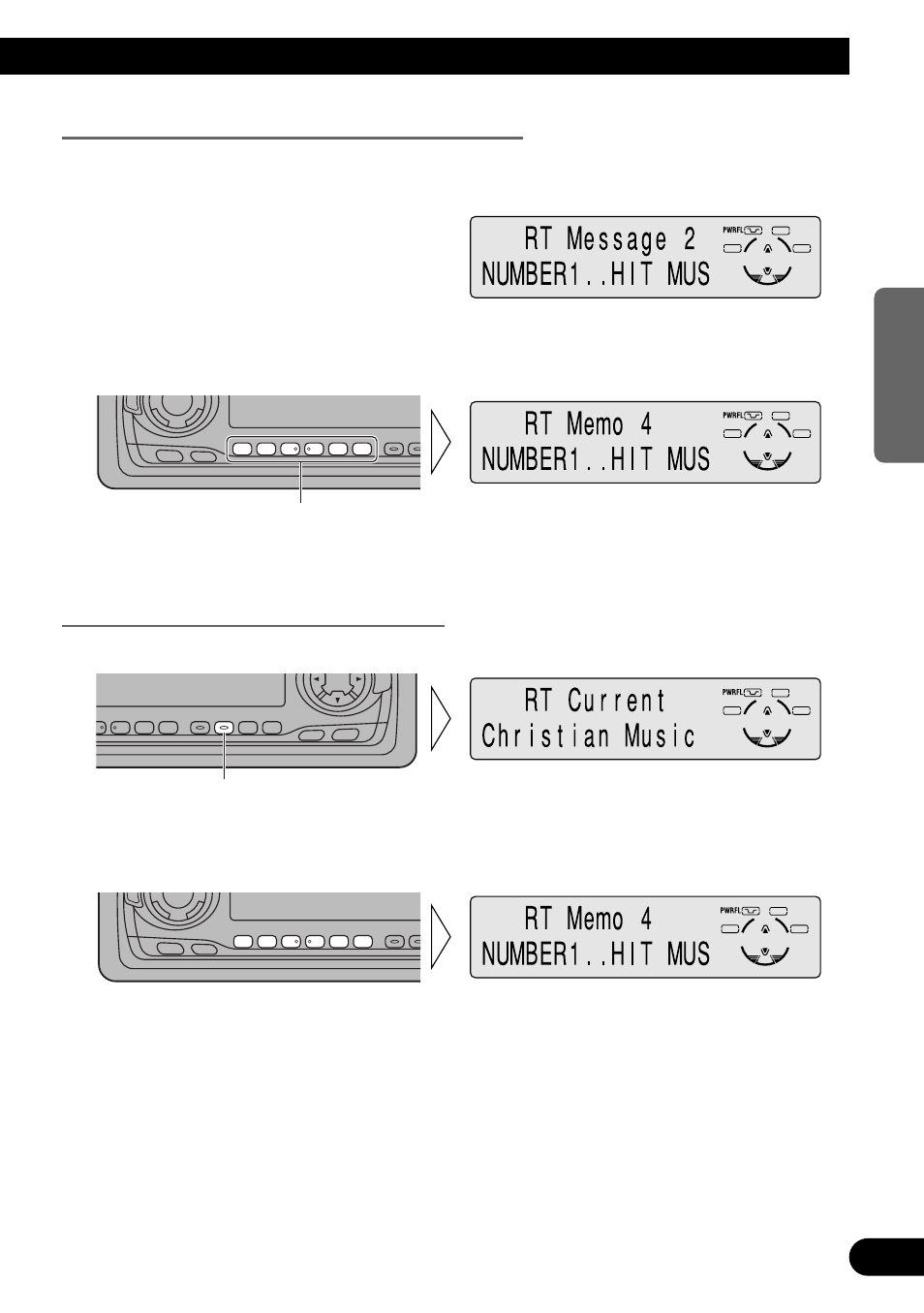 Almacenamiento del radiotexto en la memoria, Cómo llamar el radiotexto preajustado, Sostenga durante 2 segundos | Pioneer MEH-P7300R User Manual | Page 99 / 140