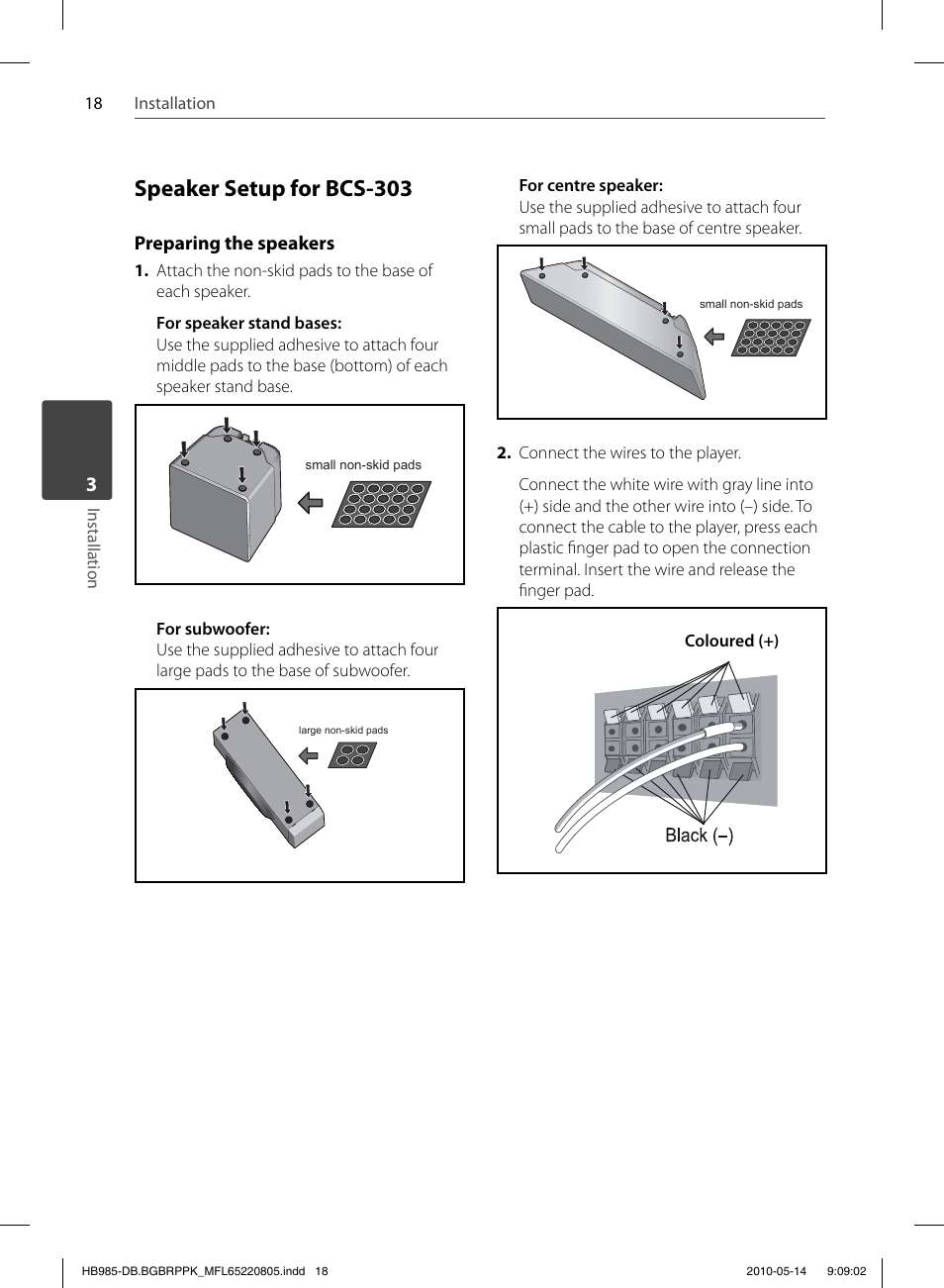 Speaker setup for bcs-303 | Pioneer BCS-303 User Manual | Page 18 / 80