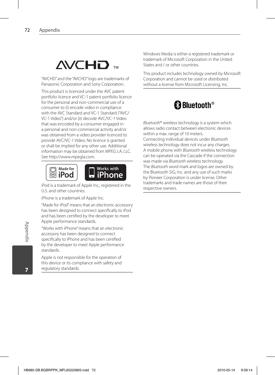 Pioneer BCS-303 User Manual | Page 72 / 80