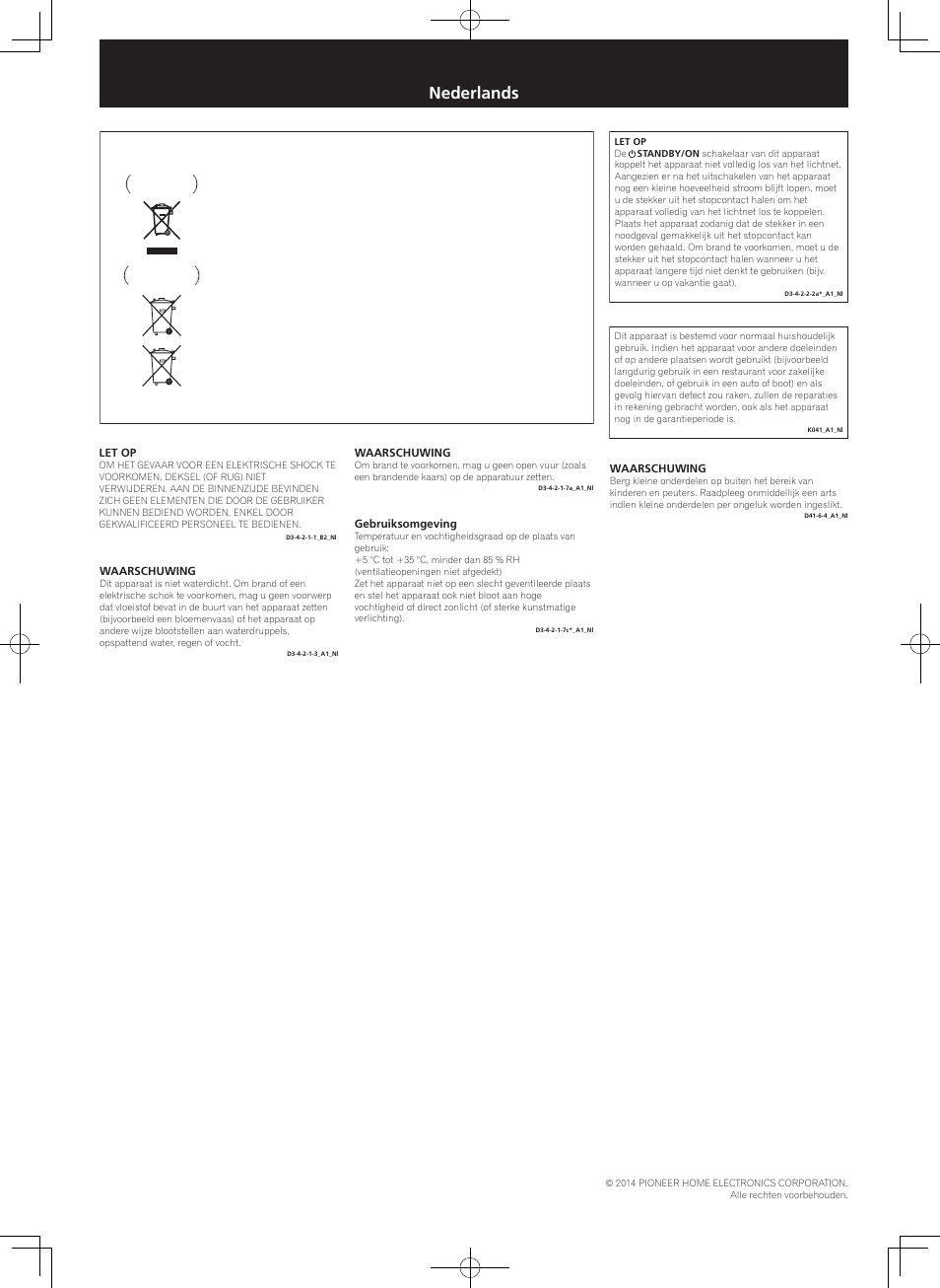 Folder veiligheid, Av receiver, Nederlands | Pioneer VSX-924-K User Manual | Page 6 / 8