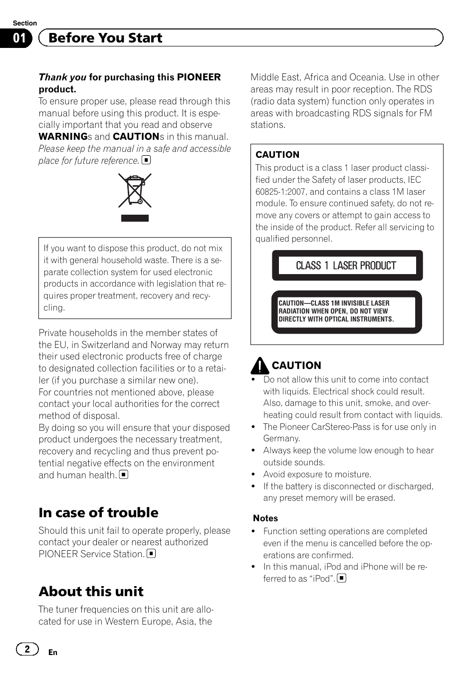 About this unit, 01 before you start | Pioneer DEH-7300BT User Manual | Page 2 / 28