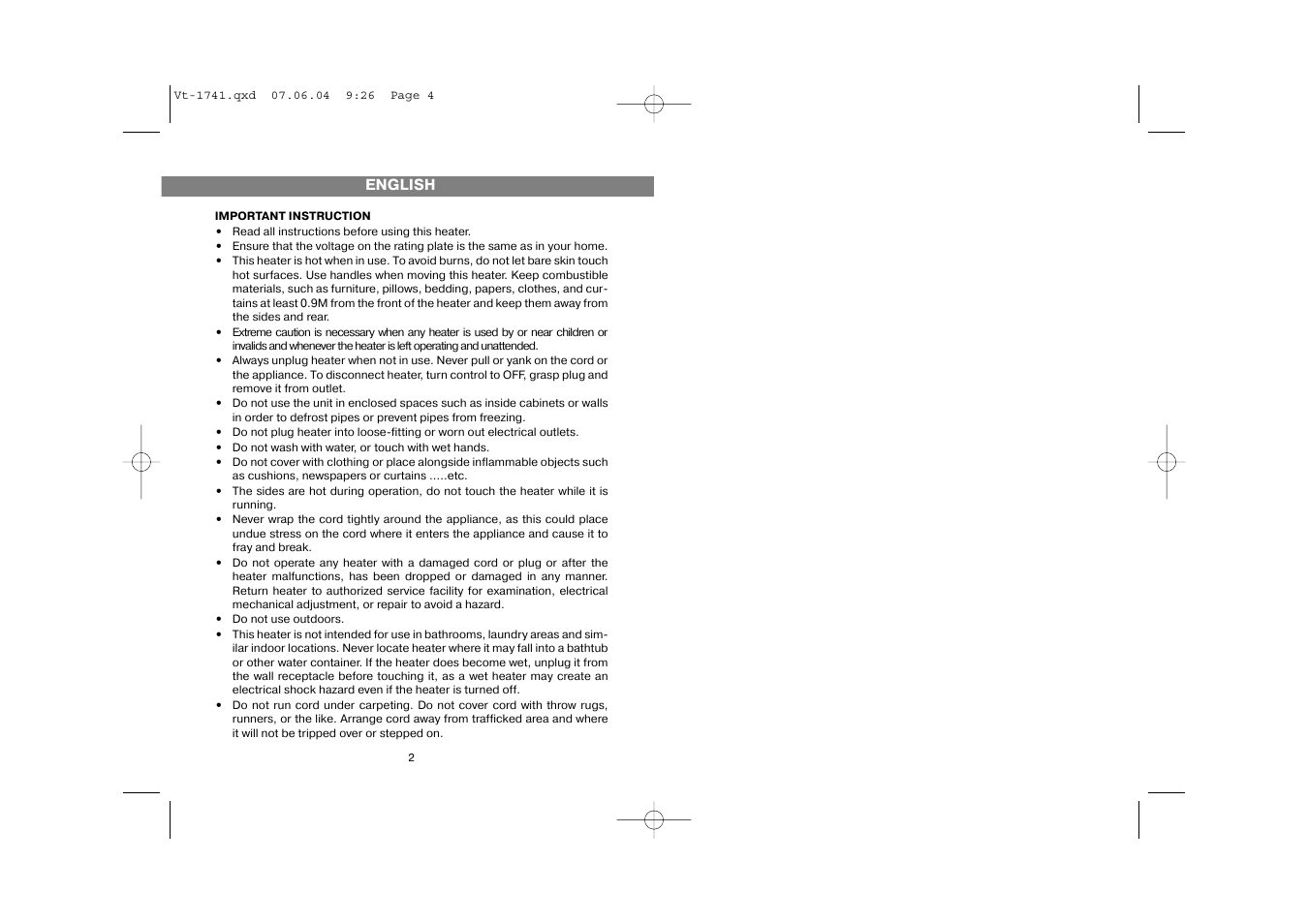 Vitek VT-1741 User Manual | Page 2 / 10