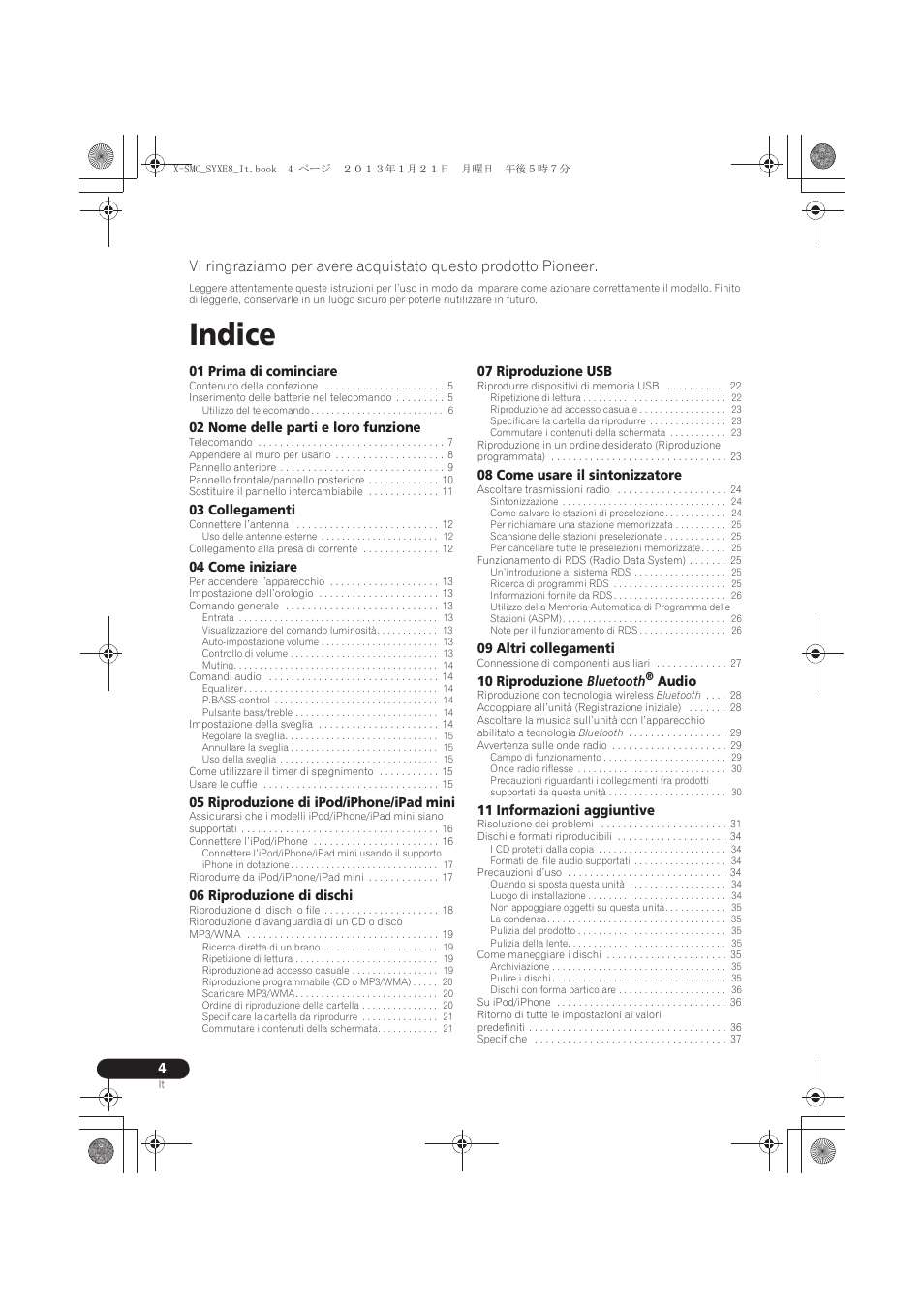 Slim micro system | slim microsysteem, Istruzioni per l’uso, Indice | Pioneer X-SMC00 User Manual | Page 112 / 256