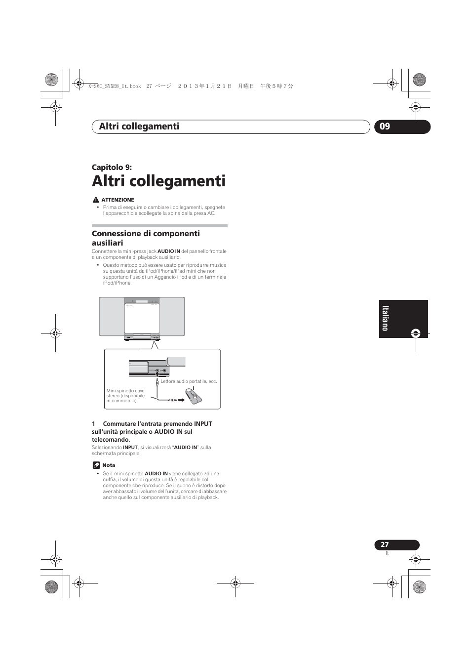09 altri collegamenti, Connessione di componenti ausiliari, Altri collegamenti | Altri collegamenti 09 | Pioneer X-SMC00 User Manual | Page 135 / 256