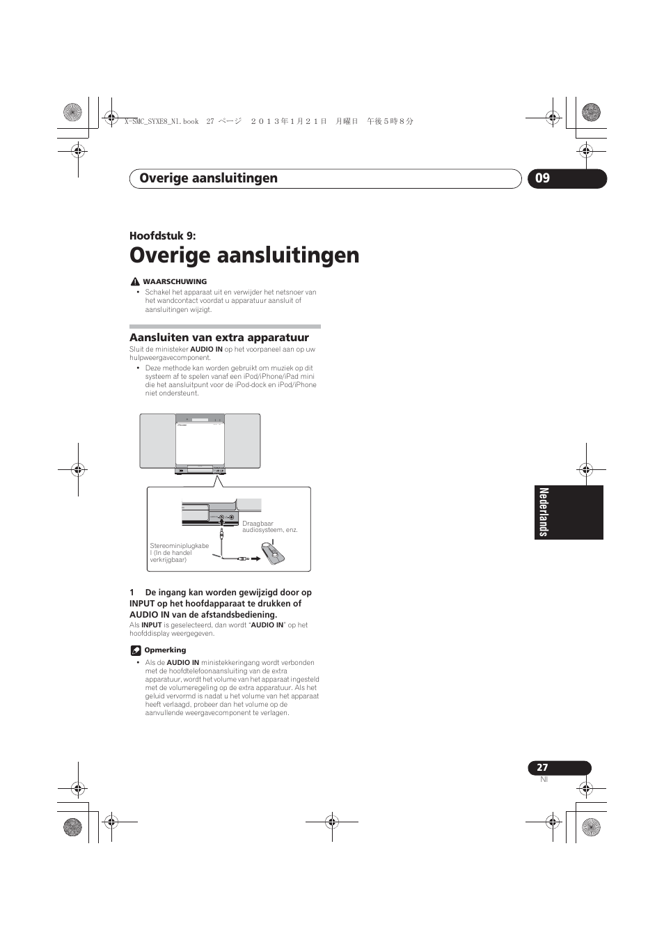 09 overige aansluitingen, Aansluiten van extra apparatuur, Overige aansluitingen | Overige aansluitingen 09 | Pioneer X-SMC00 User Manual | Page 171 / 256