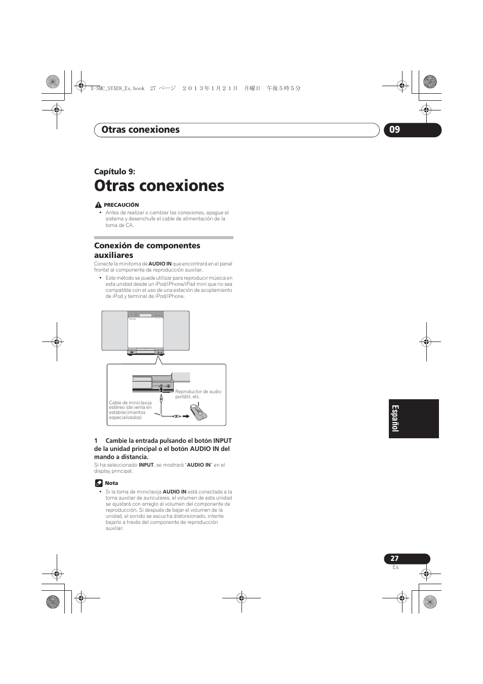 09 otras conexiones, Conexión de componentes auxiliares, Otras conexiones | Otras conexiones 09 | Pioneer X-SMC00 User Manual | Page 207 / 256
