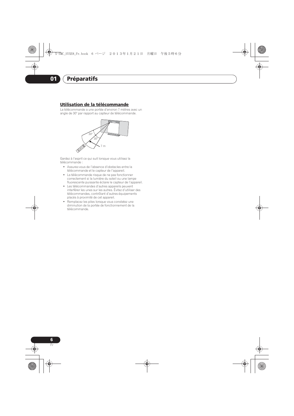 Utilisation de la télécommande, Préparatifs 01 | Pioneer X-SMC00 User Manual | Page 42 / 256
