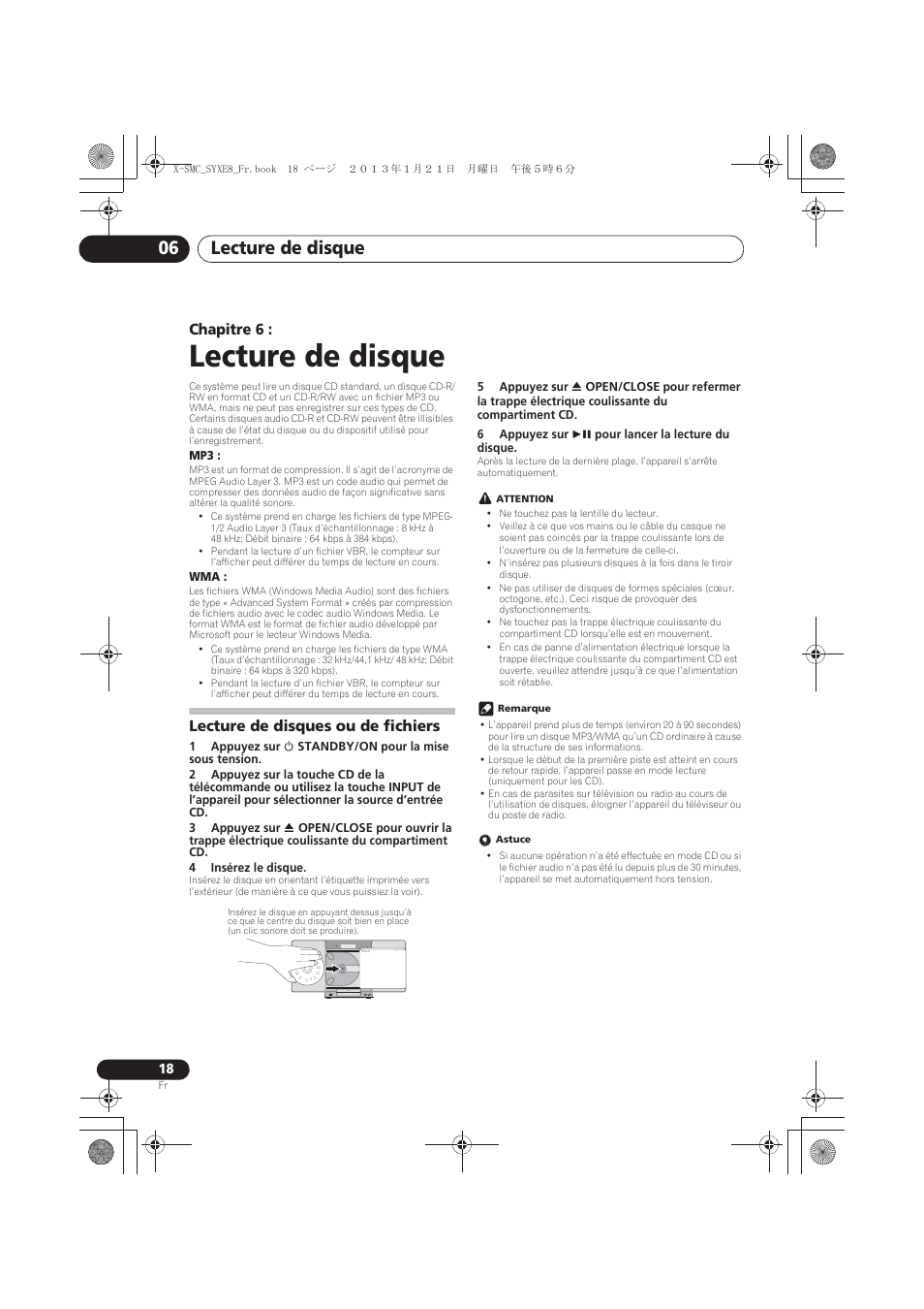 06 lecture de disque, Lecture de disques ou de fichiers, Lecture de disque | Lecture de disque 06, Chapitre 6 | Pioneer X-SMC00 User Manual | Page 54 / 256