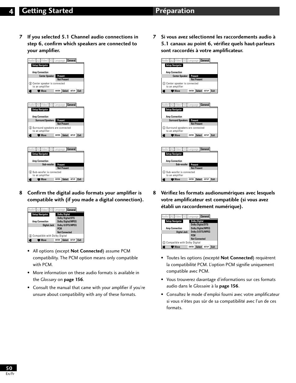 Getting started 4 préparation | Pioneer DV-646A User Manual | Page 50 / 180