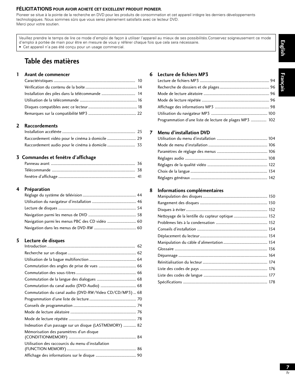 Pioneer DV-646A User Manual | Page 7 / 180