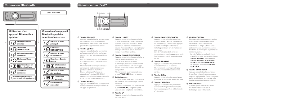 Connexion bluetooth, Qu’est-ce que c’est, Utilisation d’un appareil bluetooth à appairer 7 | Pioneer DEH-P7100BT User Manual | Page 8 / 8