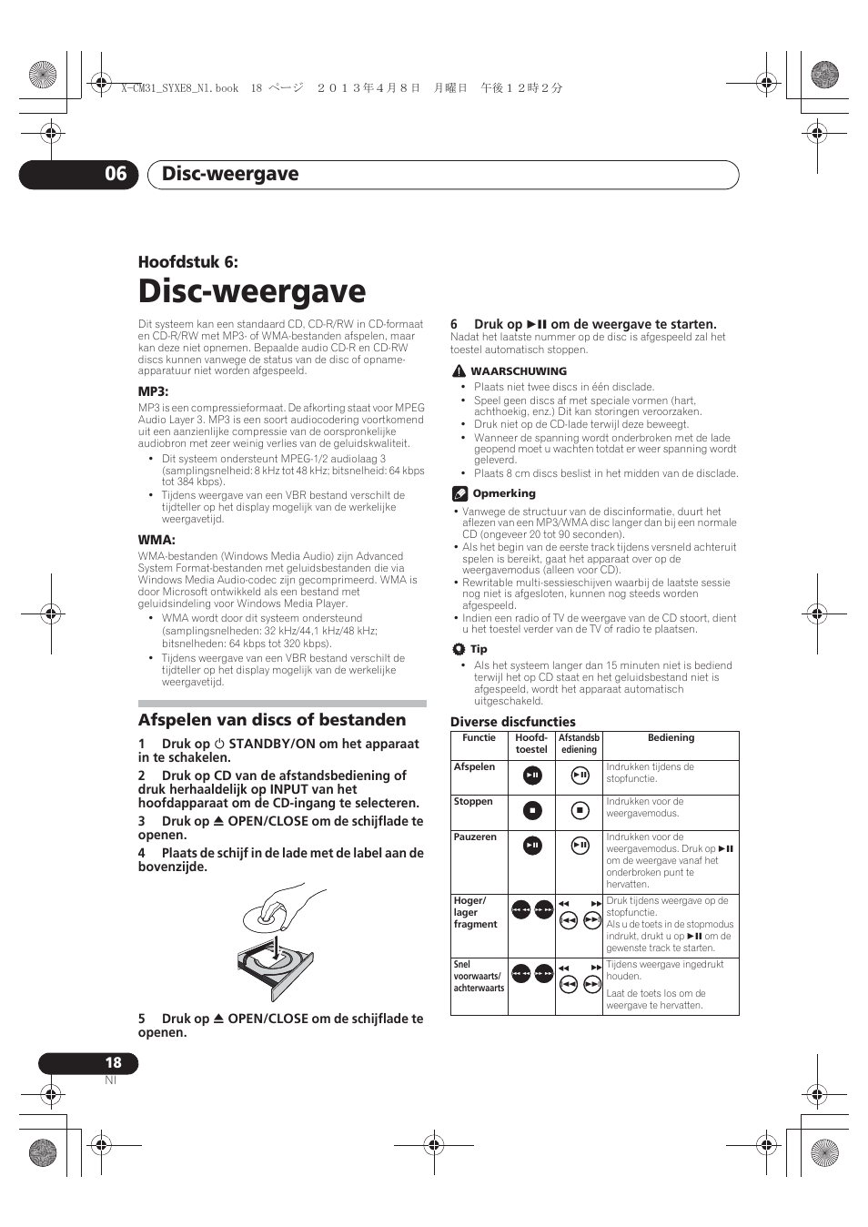 06 disc-weergave, Afspelen van discs of bestanden, Disc-weergave | Disc-weergave 06, Hoofdstuk 6 | Pioneer X-CM31-W User Manual | Page 146 / 228