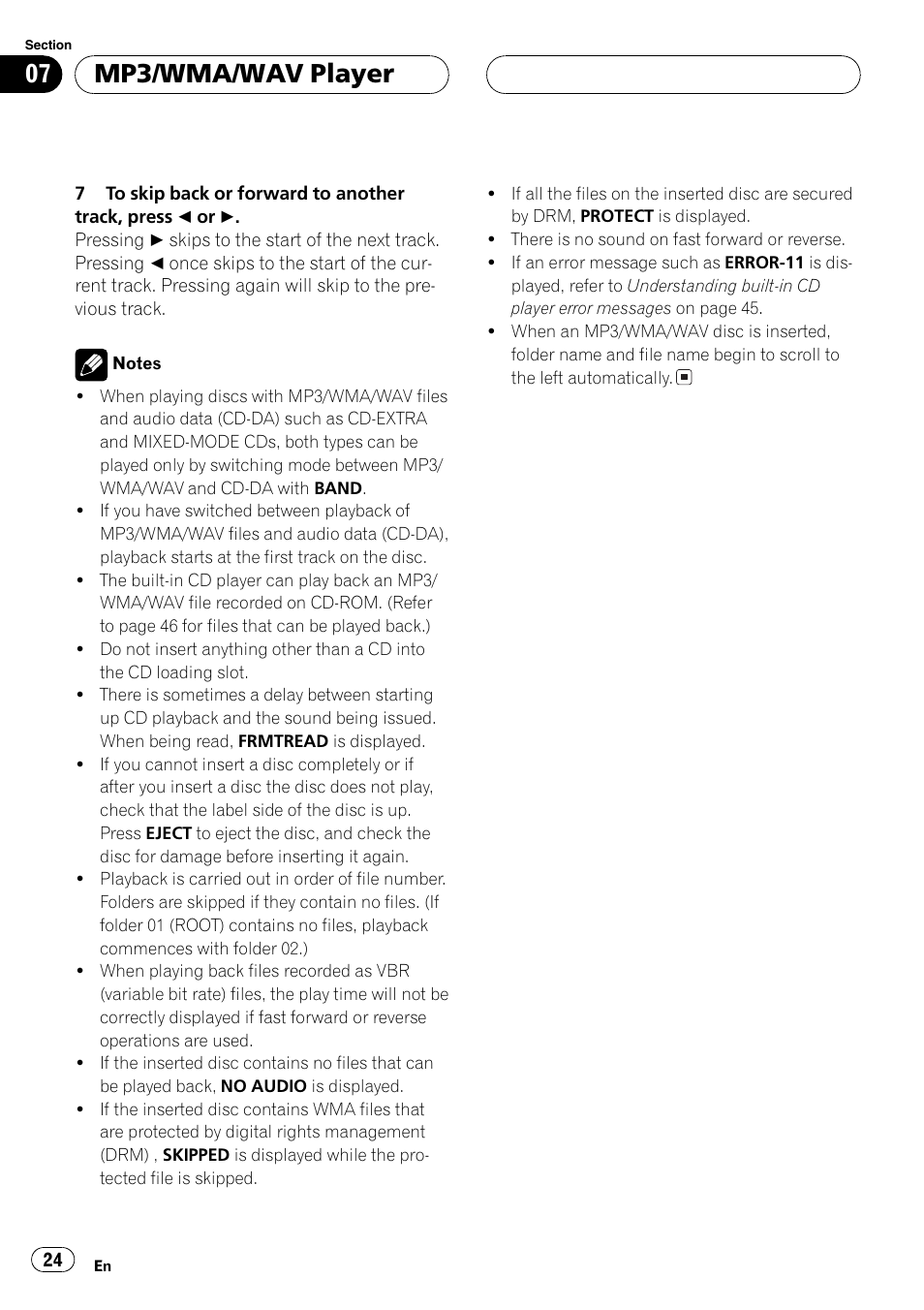 Mp3/wma/wav player | Pioneer DEH-P5800MP User Manual | Page 24 / 110