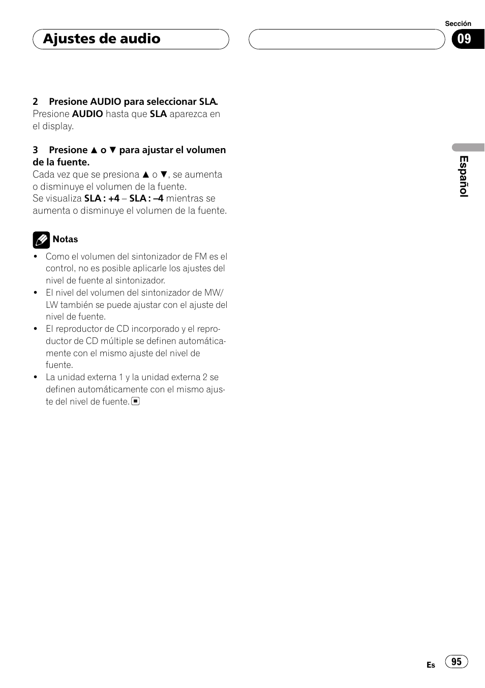 Ajustes de audio | Pioneer DEH-P5800MP User Manual | Page 95 / 110