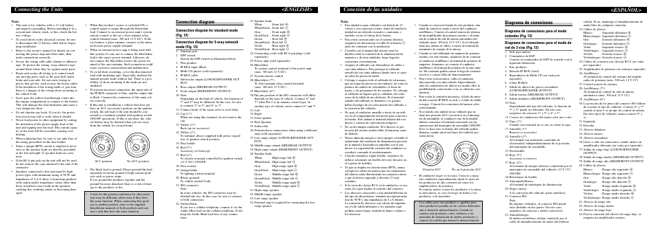 Connecting the units <english, Conexión de las unidades <español, Connection diagram | Diagrama de conexiones | Pioneer DEH-P9400MP User Manual | Page 6 / 8