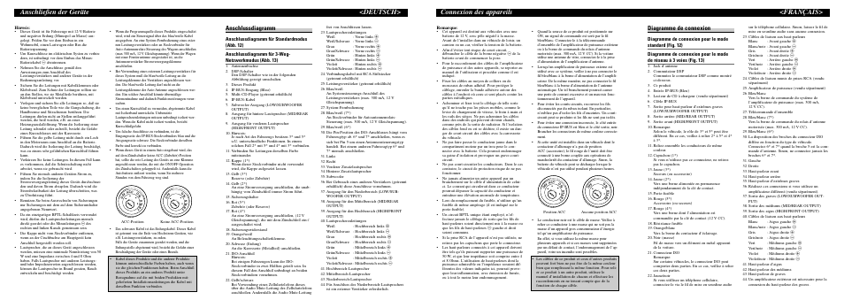 Anschließen der geräte <deutsch, Connexion des appareils <français, Anschlussdiagramm | Diagramme de connexion | Pioneer DEH-P9400MP User Manual | Page 7 / 8