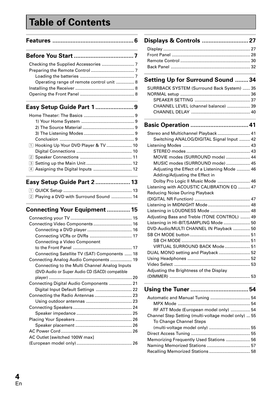 Pioneer VSX-D1011-S User Manual | Page 4 / 108
