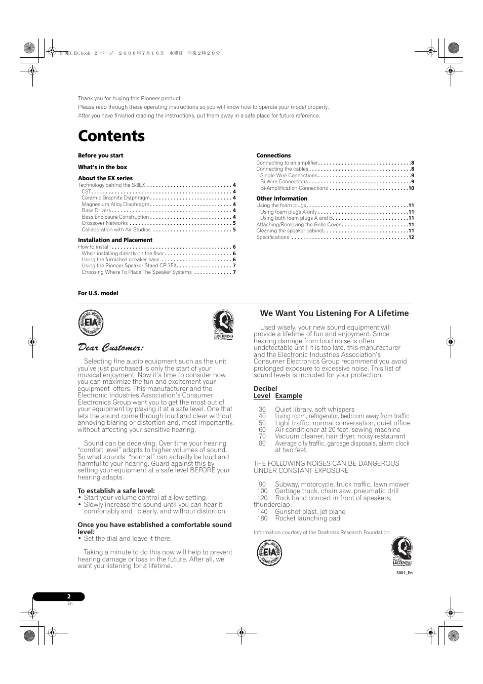 Pioneer S-8EX-W User Manual | Page 2 / 134