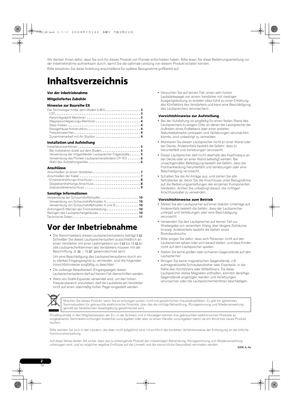 Pioneer S-8EX-W User Manual | Page 24 / 134