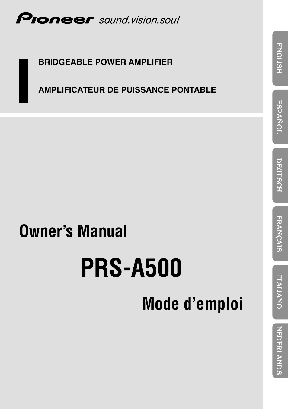 Pioneer PRS-A500 User Manual | 62 pages