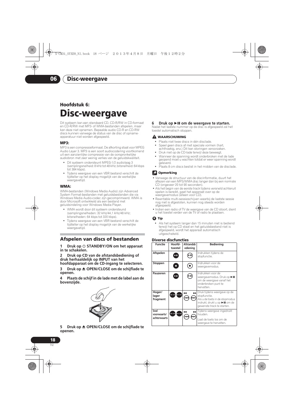 Disc-weergave, Afspelen van discs of bestanden, 06 disc-weergave | Disc-weergave 06, Hoofdstuk 6 | Pioneer X-CM31-W User Manual | Page 146 / 228
