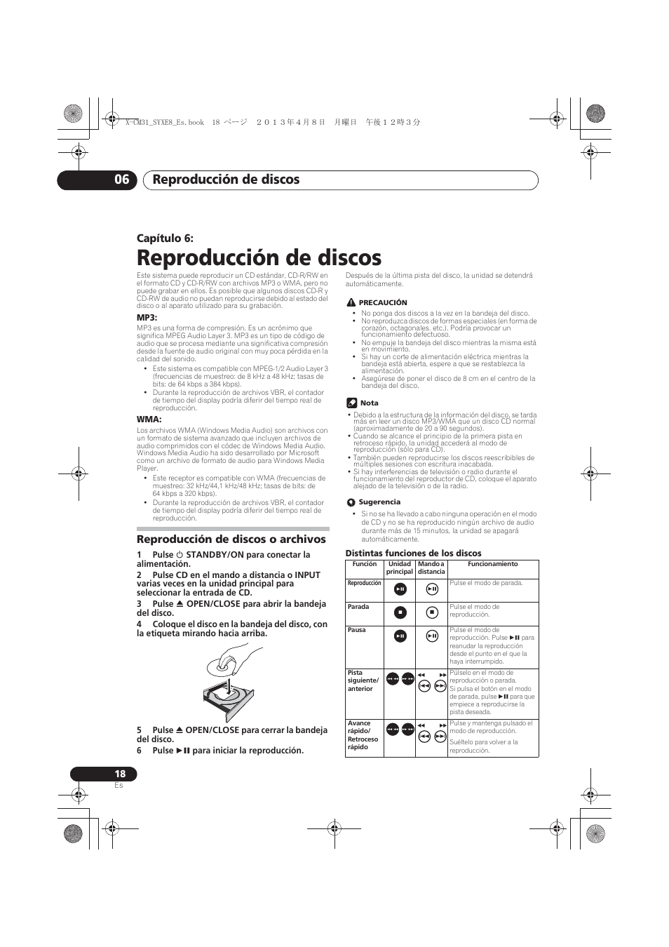 Reproducción de discos, Reproducción de discos o archivos, 06 reproducción de discos | Reproducción de discos 06, Capítulo 6 | Pioneer X-CM31-W User Manual | Page 178 / 228