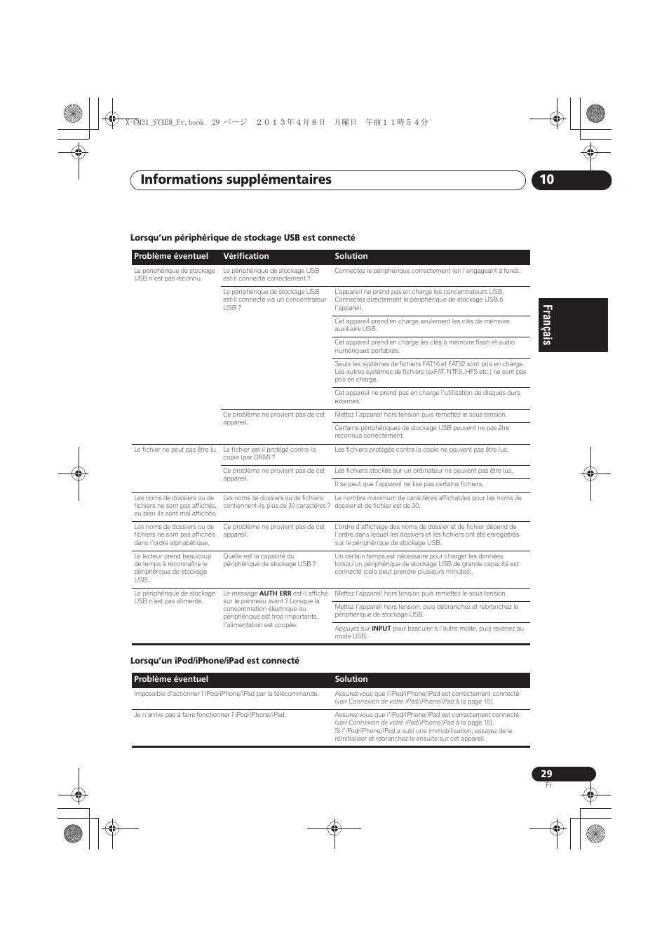 Informations supplémentaires 10 | Pioneer X-CM31-W User Manual | Page 61 / 228