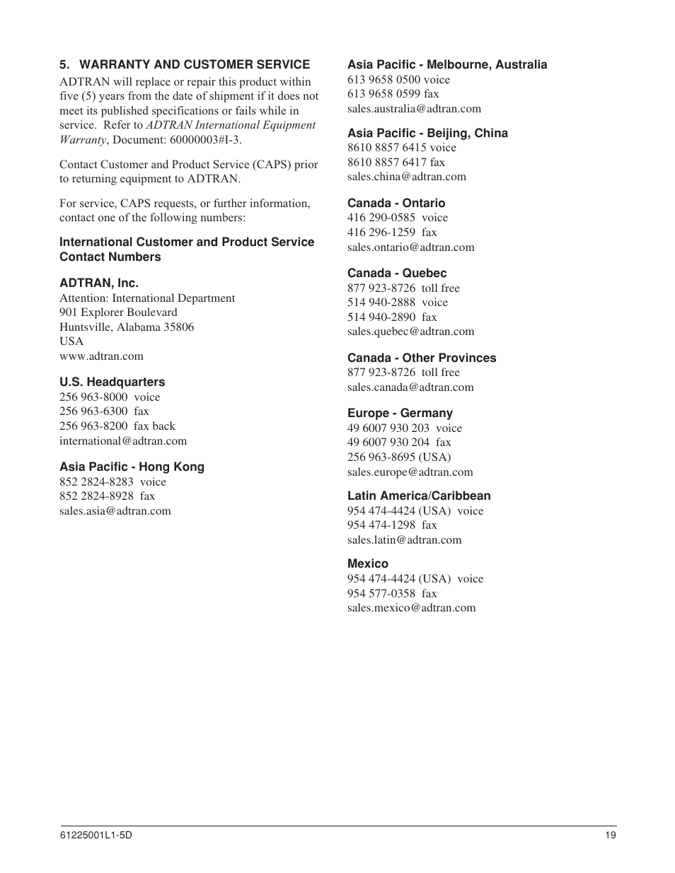 ADTRAN 6530 User Manual | Page 19 / 20