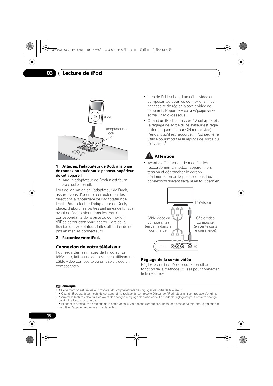 Connexion de votre téléviseur, Lecture de ipod 03 | Pioneer XW-NAS5-S User Manual | Page 34 / 74