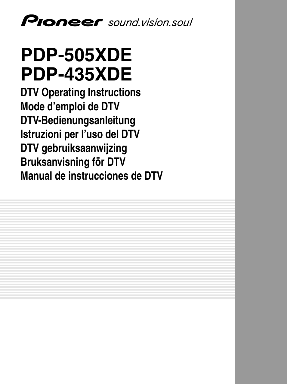 Pioneer PDP-435XDE User Manual | 100 pages