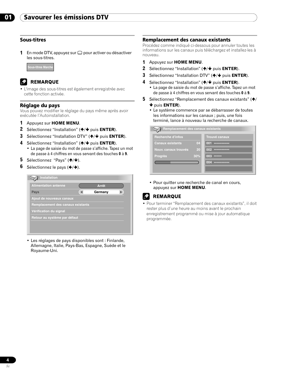 01 savourer les émissions dtv | Pioneer PDP-435XDE User Manual | Page 18 / 100