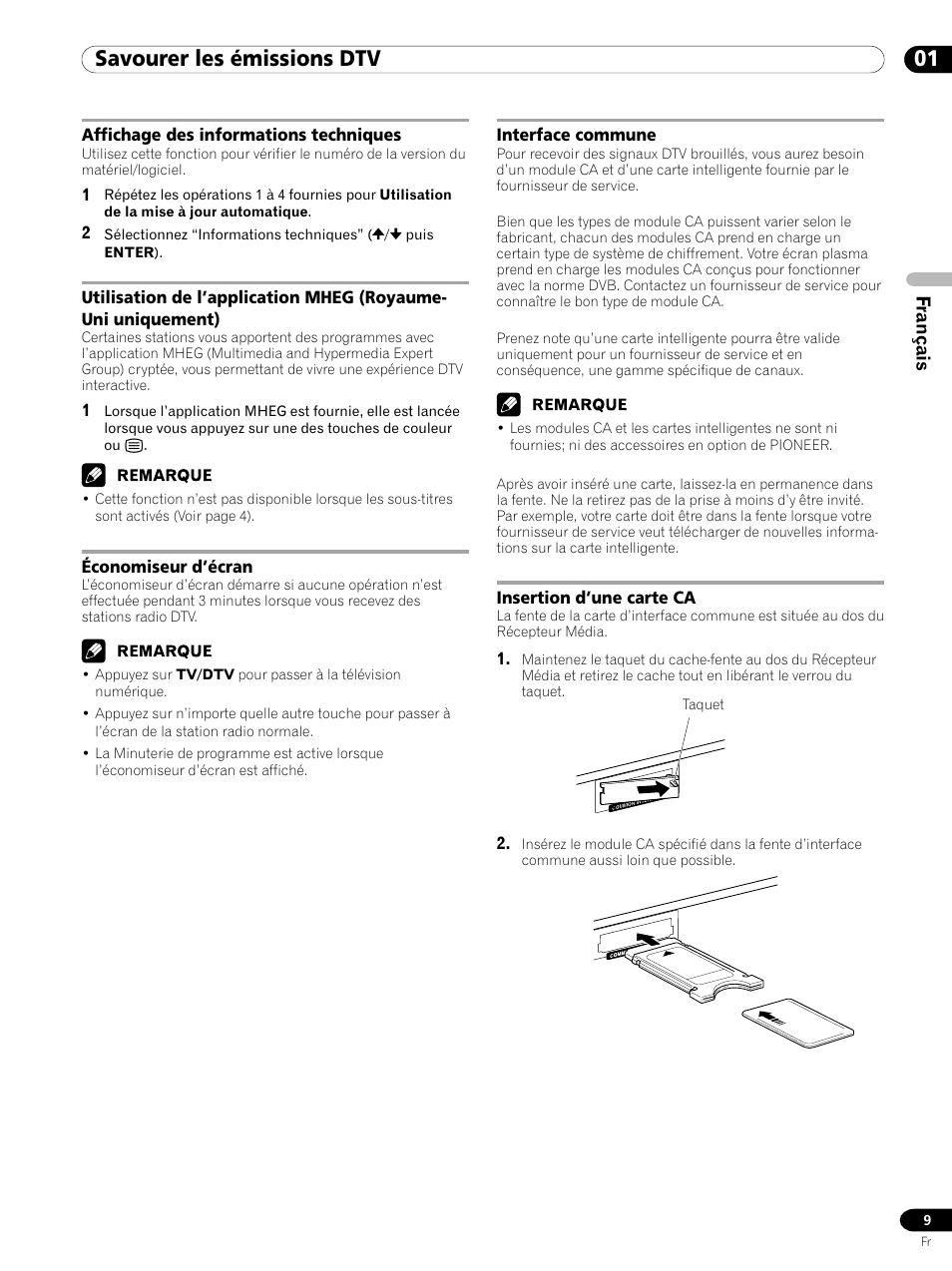01 savourer les émissions dtv, Français | Pioneer PDP-435XDE User Manual | Page 23 / 100