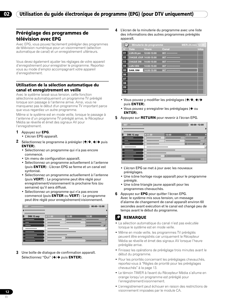 Préréglage des programmes de télévision avec epg | Pioneer PDP-435XDE User Manual | Page 26 / 100