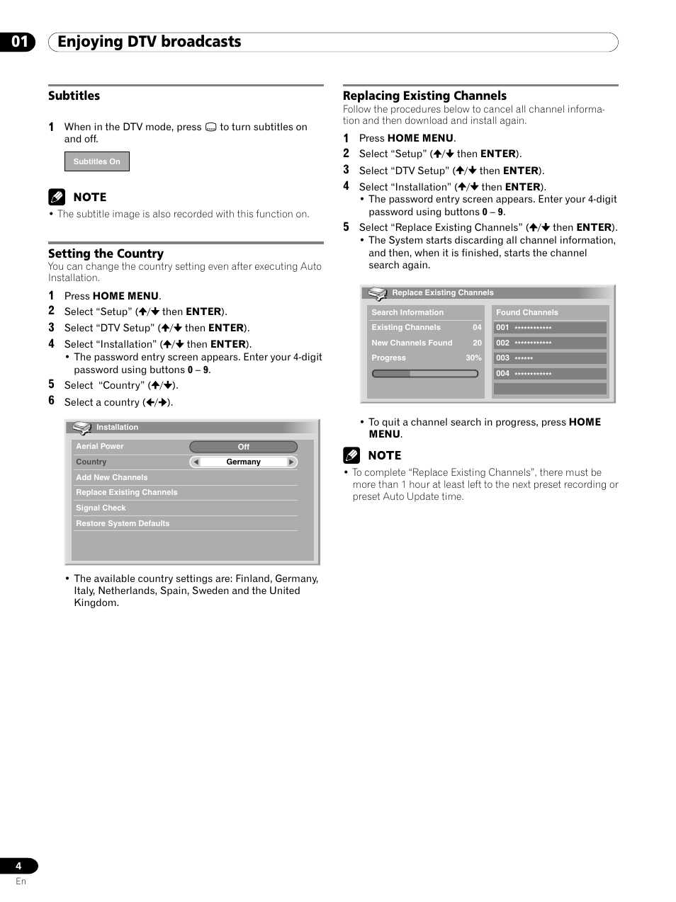 01 enjoying dtv broadcasts | Pioneer PDP-435XDE User Manual | Page 4 / 100