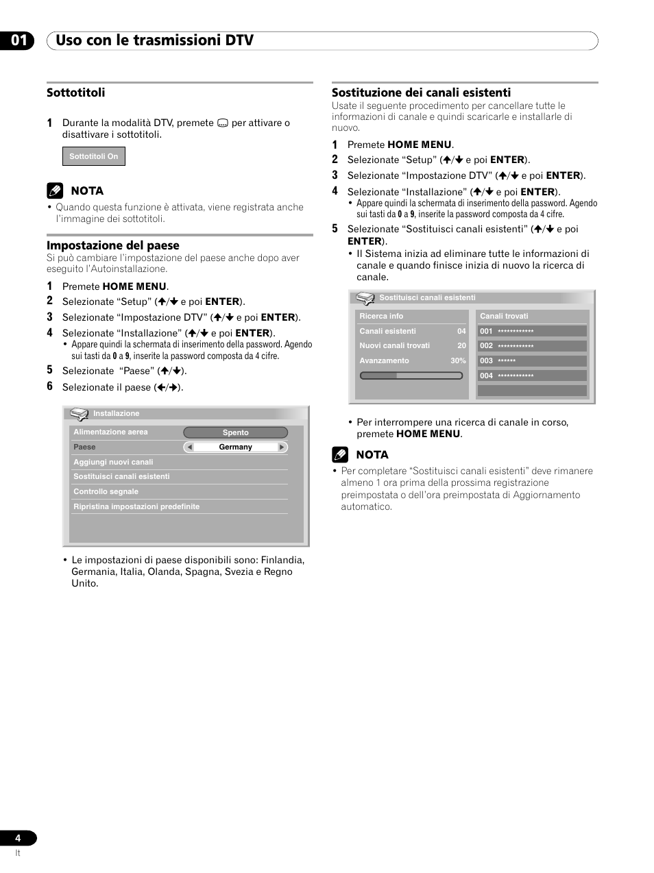 01 uso con le trasmissioni dtv | Pioneer PDP-435XDE User Manual | Page 46 / 100
